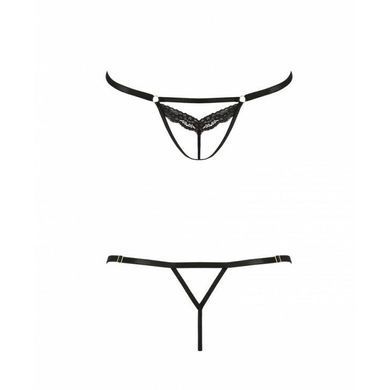 Відверті трусики-стрепи з мереживом SOLON THONG black S/M - Passion Exclusive PS28005 фото