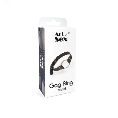 Кляп металлическое кольцо из натуральной кожи Art of Sex - Gag Ring Metal, Черный SO6790 фото