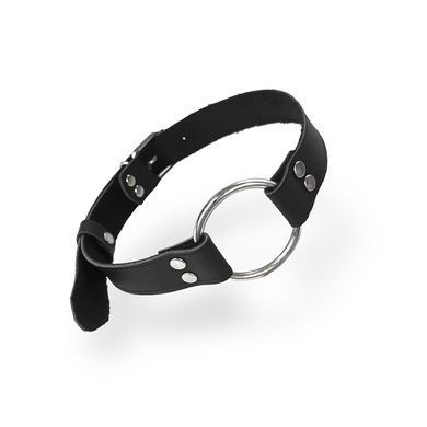 Кляп металлическое кольцо из натуральной кожи Art of Sex - Gag Ring Metal, Черный SO6790 фото