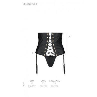 Пояс-корсет из экокожи CELINE SET WITH OPEN BRA black XXL/XXXL &mdash; Passion: шнуровка, съемные пажи для SO6411 фото