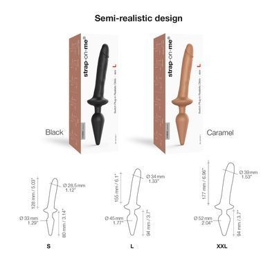 Анальна пробка з дилдо Strap-On-Me SWITCH PLUG-IN REALISTIC DILDO BLACK - L SO6828 фото