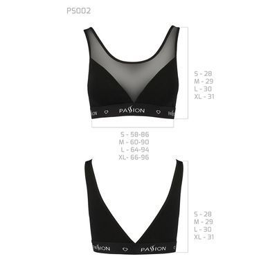 Топ з прозорою вставкою Passion PS002 TOP black, size XL SO4202 фото