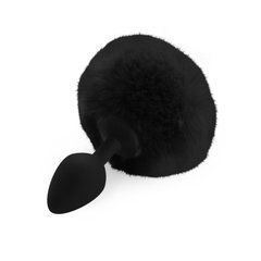 Силіконова анальна пробка М Art of Sex - Silicone Butt plug Rabbit Tail,Чорний SO6694 фото