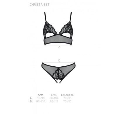 Комплект: браллет с ажурным лифом и открытыми трусиками Christa Set with Open Bra black XXL/XXXL &mdash; P SO5761 фото