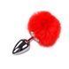 Металлическая анальная пробка Кроличий хвостик Alive Fluffly Plug L Red SO6320 фото 1