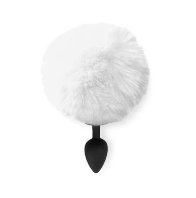 Силіконова анальна пробка М Art of Sex - Silicone Butt plug Rabbit Tail, Білий SO6695 фото