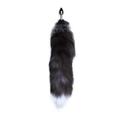 Металлическая анальная пробка Лисий хвост Alive Black And White Fox Tail S SO6321 фото