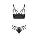 Комплект з екошкіри з люверсами та ремінцями Malwia Bikini black L/XL &mdash; Passion, бра та трусики SO5762 фото 3