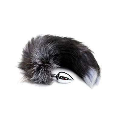 Металлическая анальная пробка Лисий хвост Alive Black And White Fox Tail M SO6322 фото