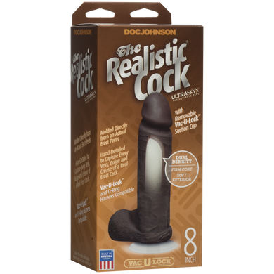 Фаллоимитатор Doc Johnson The Realistic Cock 8 inch Black - ULTRASKYN, Vack-U-Lock, диаметр 5,1см SO1974 фото