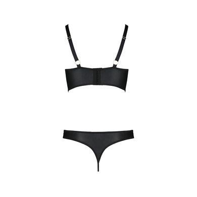 Комплект из эко-кожи с люверсами и ремешками Malwia Bikini black XXL/XXXL &mdash; Passion, бра и трусики SO5764 фото