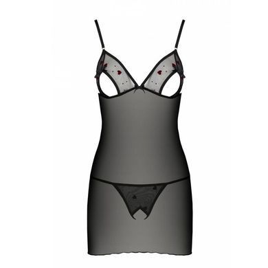 Сорочка с вырезами на груди + стринги LOVELIA CHEMISE black S/M - Passion SO4760 фото