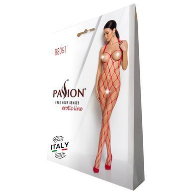Бодистокинг в очень крупную сетку Passion BS091 red, с доступом SO6392 фото