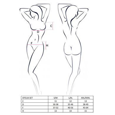 Комплект белья OFELIA SET OpenBra white S/M - Passion: стринги, открытый лиф, широкий пояс EL13202 фото