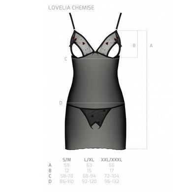 Сорочка с вырезами на груди + стринги LOVELIA CHEMISE black S/M - Passion SO4760 фото