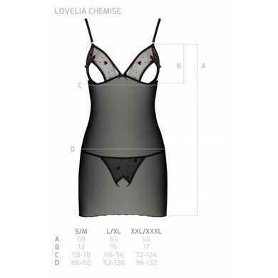 Сорочка с вырезами на груди + стринги LOVELIA CHEMISE black XXL/XXXL - Passion SO4761 фото