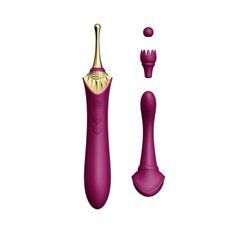 Вагинально-клиторальный вибратор Zalo &mdash; Bess Velvet Purple, мультифункциональный с насадками SO6653 фото