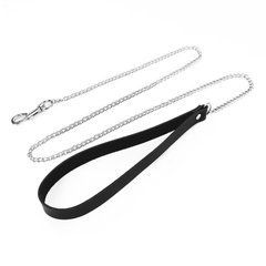 Поводок на цепочке из натуральной кожи Art of Sex - Leash, Черный SO6797 фото
