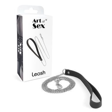 Поводок на цепочке из натуральной кожи Art of Sex - Leash, Черный SO6797 фото