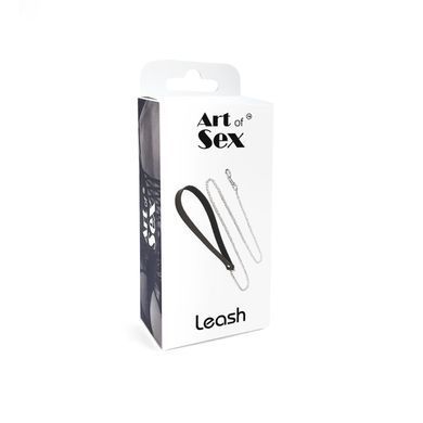 Поводок на цепочке из натуральной кожи Art of Sex - Leash, Черный SO6797 фото