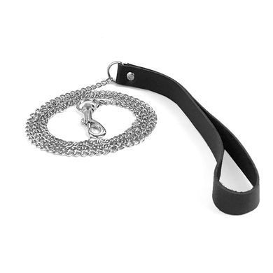Поводок на цепочке из натуральной кожи Art of Sex - Leash, Черный SO6797 фото