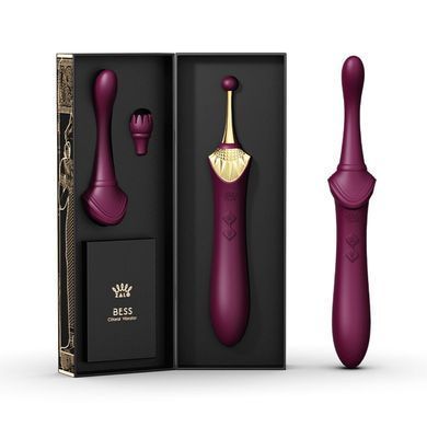 Вагинально-клиторальный вибратор Zalo &mdash; Bess Velvet Purple, мультифункциональный с насадками SO6653 фото