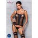 Сетчатый корсет из эко-кожи, с люверсами и съемными пажами Malwia Corset black S/M &mdash; Passion, стринг SO5766 фото 3