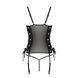 Сетчатый корсет из эко-кожи, с люверсами и съемными пажами Malwia Corset black S/M &mdash; Passion, стринг SO5766 фото 6