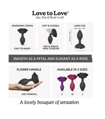 Силіконова анальна пробка Love To Love OPEN ROSES L SIZE - BLACK ONYX SO5983 фото