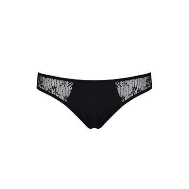 Трусики-слипы с кружевной сеточкой Dina Thong black L/XL - Passion SO5340 фото