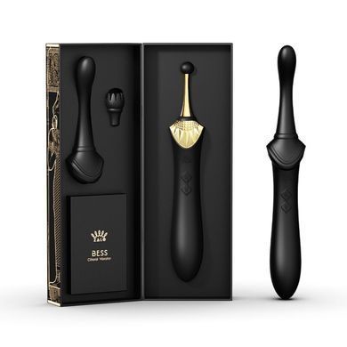 Вагинально-клиторальный вибратор Zalo &mdash; Bess Obsidian Black, мультифункциональный с насадками SO6654 фото