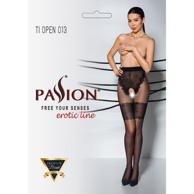 Колготки с открытым доступом, ажурные трусики и подвязки TIOPEN 013 black 1/2 (20/40 den) &mdash; Passion SO5816 фото