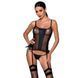 Сітчастий корсет з екошкіри, з люверсами та знімними пажами Malwia Corset black XXL/XXXL &mdash; Passion, SO5767 фото 1