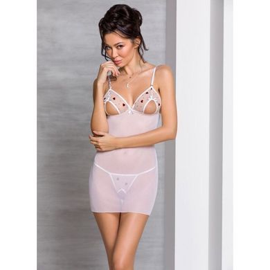 Сорочка с вырезами на груди + стринги LOVELIA CHEMISE white XXL/XXXL - Passion SO4764 фото
