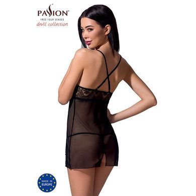 Прозрачная сорочка приталенная QUENTRIS CHEMISE black S/M - Passion Exclusive, трусики PS26605 фото
