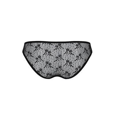 Трусики-слипы с кружевной сеточкой Dina Thong black XXL/XXXL - Passion SO5342 фото