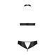 Комплект: открытый топ и трусики из эко-кожи с люверсами Malwia Set with Open Bra black S/M &mdash; Passio SO5769 фото 4
