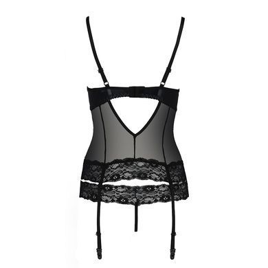 Корсет с открытой грудью NORTH CORSET black S/M - Passion Exclusive, пажи, трусики, шнуровка PS24005 фото