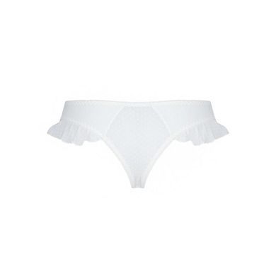 Трусики в горошок, з рюшами та шнурівкою Fatin Thong white L/XL - Passion SO5343 фото