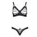 Комплект з екошкіри Celine Bikini black L/XL &mdash; Passion: відкритий бра зі стрічками, стрінги зі шнурі SO6400 фото 3
