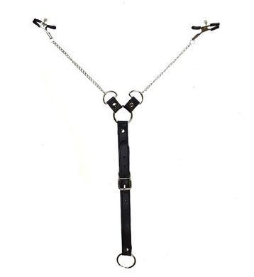 Затискачі для сосків з фіксацією на мошонці Nipple Clamps for Men, Еко шкіра SO5146 фото