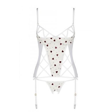 Корсет з підв'язками + стрінги LOVELIA CORSET white S/M - Passion SO4769 фото