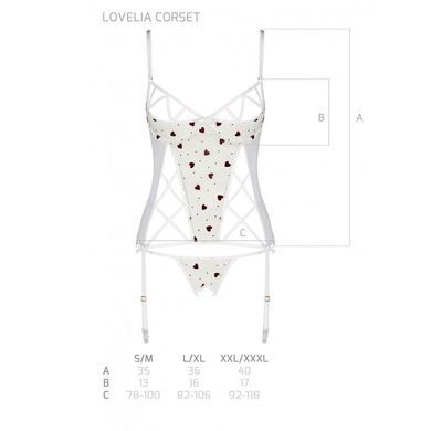 Корсет з підв'язками + стрінги LOVELIA CORSET white S/M - Passion SO4769 фото