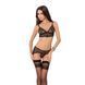 Комплект белья VELIA SET black S/M - Passion Exclusive: полупрозрачный лиф, трусики-пояс для чулок PS25211 фото 1