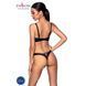 Комплект из экокожи CELINE BIKINI black S/M &mdash; Passion: открытый бра с лентами, стринги со шнуровкой SO6401 фото 2