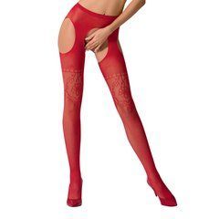 Эротические колготки-бодистокинг Passion S017 red, имитация ажурных чулок и пояса PSS017R фото