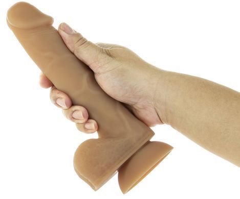Гибкий фаллоимитатор на присоске ADDICTION &mdash; ANDREW 8&Prime; Silicone Dong &mdash; Caramel, вибропуля в подарок SO5579 фото