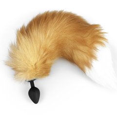 Силиконовая анальная пробка с хвостом из натурального меха Art of Sex size M Red fox SO6188 фото