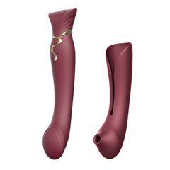 Смартвибратор 3в1 Zalo &mdash; Queen Wine Red, пульсирующая жемчужина и вакуум, кристалл Swarovski SO6662 фото