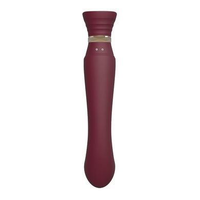 Смартвибратор 3в1 Zalo &mdash; Queen Wine Red, пульсирующая жемчужина и вакуум, кристалл Swarovski SO6662 фото